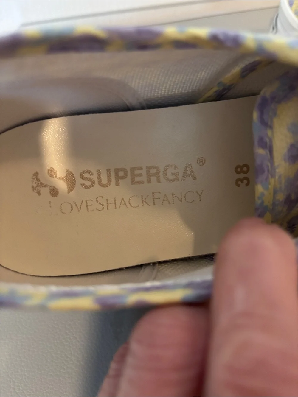 LoveShackFancy Yellow & Lavender Floral Platform Sneakers with Pink Laces